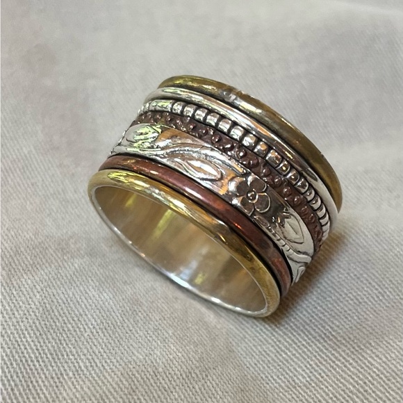 Silver and brass spinner Ring sz 12.5 - Picture 4 of 4